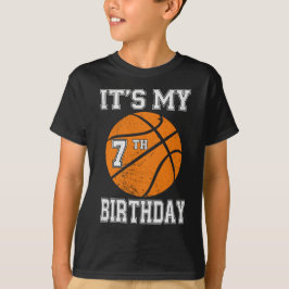 7歳の誕生日バスケットボールデザイン Tシャツ