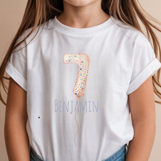 7歳の誕生日バルーンマイルストーン 誕生日パーティー Tシャツ