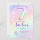 7歳の誕生日パーティー招待状（女の子） 招待状 (正面)