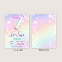 7歳の誕生日パーティー招待状（女の子）