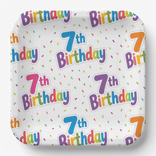 7歳の誕生日パーティー用紙皿 ペーパープレート (正面)