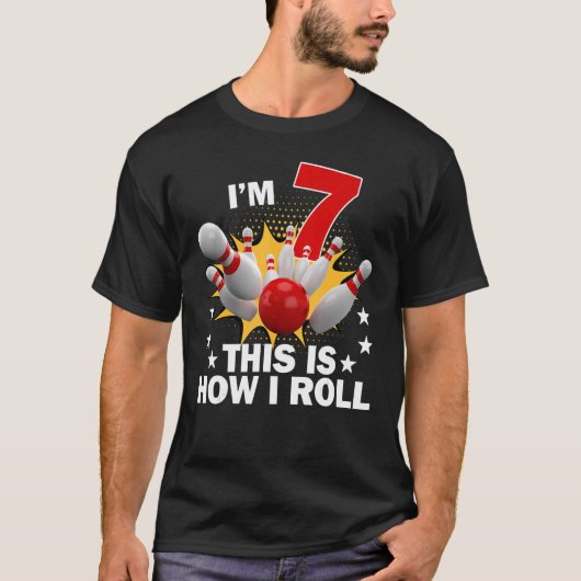 7歳の誕生日パーティー お気に入りのボウリング Tシャツ (正面)