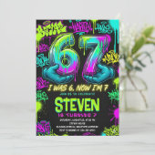 7歳の誕生日パーティー グラフィティストリートアート 招待状 (スタンド正面)