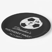 7歳の誕生日パーティー サッカー 黒 男子 スポーツ ペーパープレート (アングル)