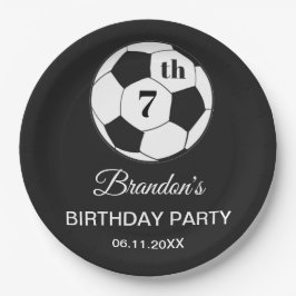 7歳の誕生日パーティー サッカー 黒 男子 スポーツ ペーパープレート