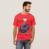 7歳の誕生日パーティー レース好きな子供用レーシングギフト Tシャツ (正面フル)