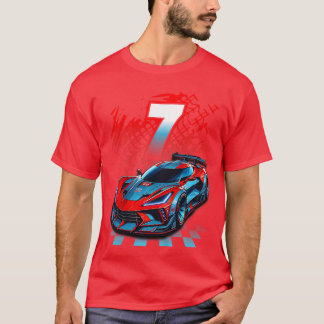 7歳の誕生日パーティー レース好きな子供用レーシングギフト Tシャツ