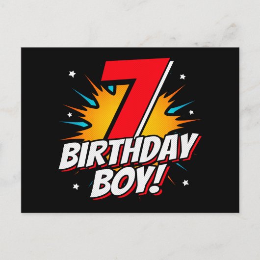 7歳の誕生日ヒーロー少年 7歳の誕生日 ポストカード (正面)