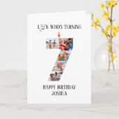 7歳の誕生日フォトカード カード (黄色い花)