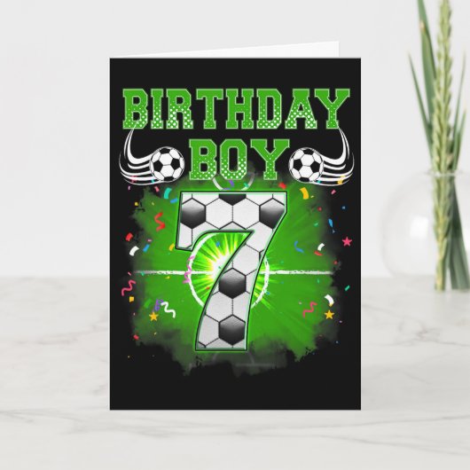 7歳の誕生日プレゼント サッカー少年 7歳 カード (正面)