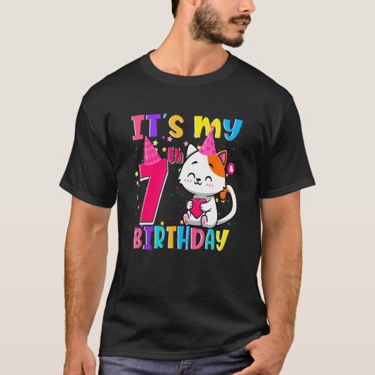 7歳の誕生日プレゼント 7歳 女の子 面白い C Tシャツ (正面)