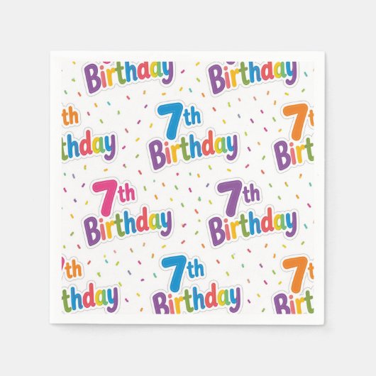 7歳の誕生日ペーパーナプキン スタンダードカクテルナプキン (正面)