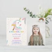 7歳の誕生日ユニコーンバースデー招待状の写真 招待状 (スタンド正面)