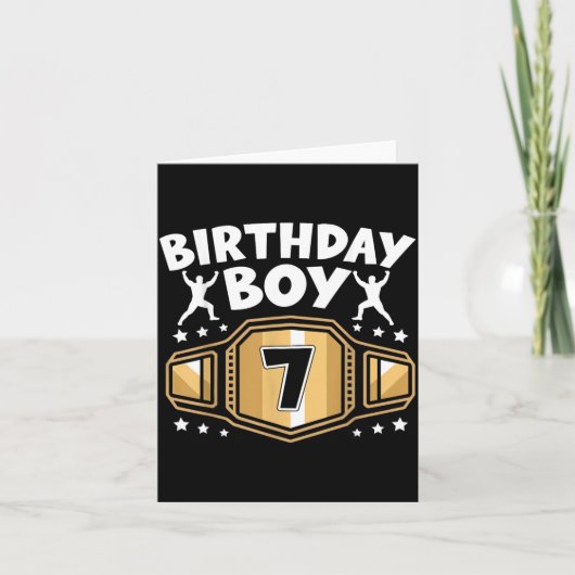 7歳の誕生日レスリング少年 カード (正面)