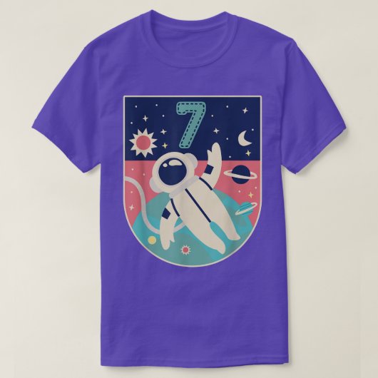 7歳の誕生日少年ティー宇宙飛行士7th Day Pa Tシャツ (デザイン正面)
