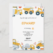 7歳の誕生日建設少年招待状 招待状 (正面)