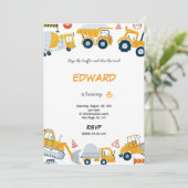 7歳の誕生日建設少年招待状 招待状 (スタンド正面)