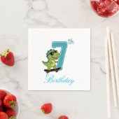 7歳の誕生日恐竜ペーパーナプキン スタンダードカクテルナプキン (インサイチュ)
