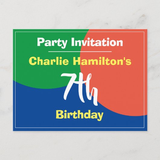 7歳の誕生日招待状はがき ポストカード (正面)
