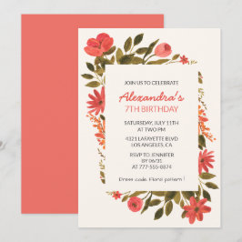 7歳の誕生日招待状フローラボホエレガント 招待状
