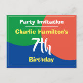 7歳の誕生日招待状ポストカード ポストカード (正面)