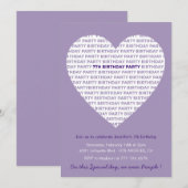 7歳の誕生日招待状 ハート モダン 招待状 (正面/裏面)