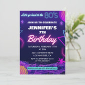 7歳の誕生日招待状 レトロ 80年代にタイムスリップ 招待状 (スタンド正面)