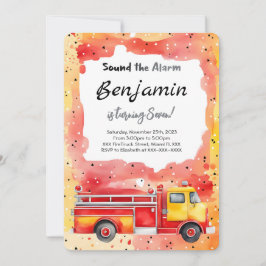 7歳の誕生日消防車 招待状