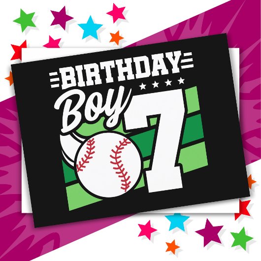 7歳の誕生日野球パーティーテーマ 男の子 7歳 ポストカード