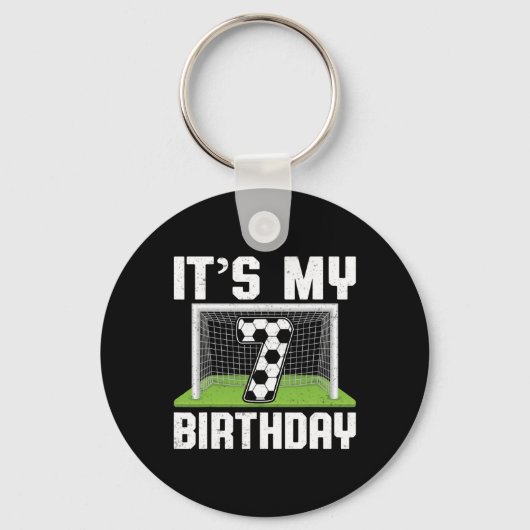 7歳の誕生日 サッカー好き 7歳 キーホルダー (正面)