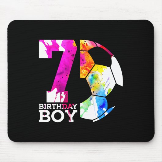 7歳の誕生日 サッカー少年 7歳の誕生日おめでとう マウスパッド (正面)