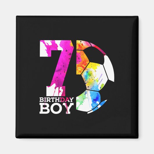7歳の誕生日 サッカー少年 7歳の誕生日おめでとう マグネット (正面)