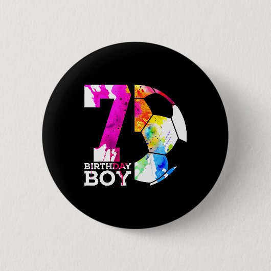 7歳の誕生日 サッカー少年 7歳の誕生日お祝い 缶バッジ (正面)