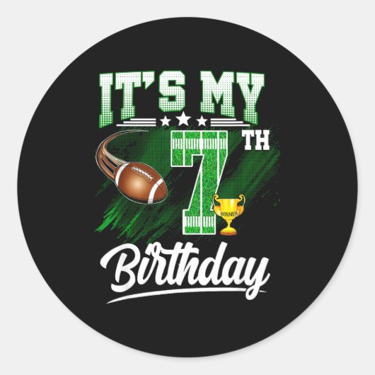 7歳の誕生日 サッカー ラウンドシール (正面)