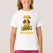 7歳の誕生日 ダンプトラック 建設テーマ パーティー Tシャツ (正面)