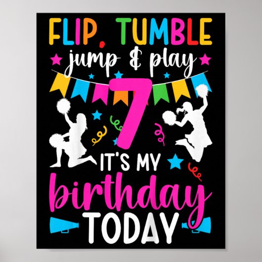 7歳の誕生日 チアリーダー 女の子 ポスター (正面)