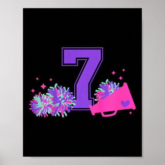 7歳の誕生日 チアリーダー 女の子 7歳 ポスター (正面)