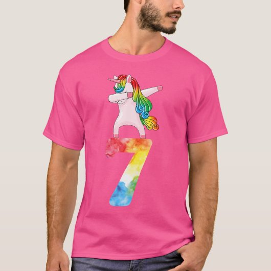 7歳の誕生日 ユニコーン好きな女の子 7歳の誕生日お祝いに Tシャツ (正面)