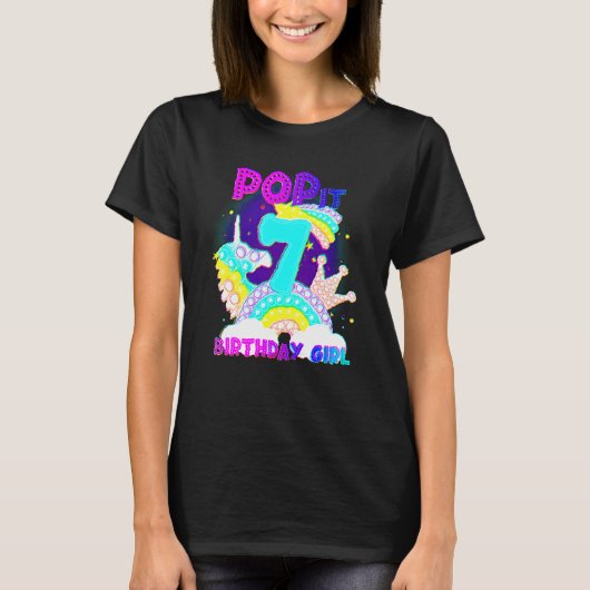7歳の誕生日 ユニコーン フィジット おもちゃ ポップイット 誕生日 女の子 K Tシャツ (正面)