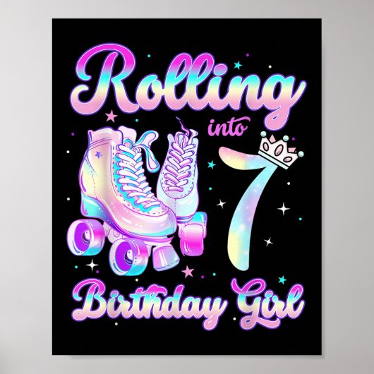 7歳の誕生日 ローラースケートの子供たち 7歳の誕生日ギフト 男の子 ポスター (正面)
