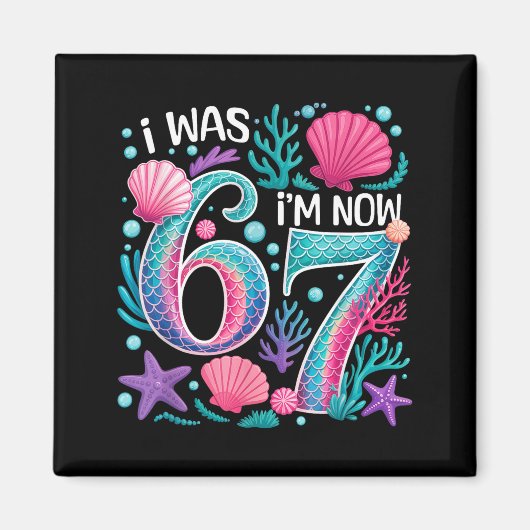 7歳の誕生日 人魚 楽しい 6から7歳 6 7 マグネット (正面)