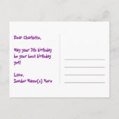 7歳の誕生日 – 楽しい花火模様 + レインボー7 ポストカード (裏面)