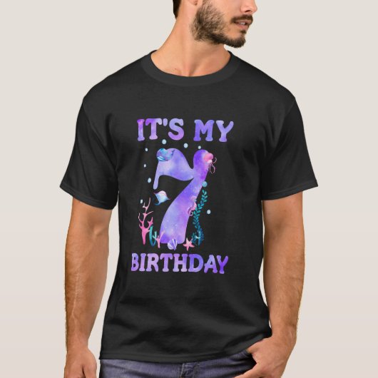 7歳の誕生日 海 オーシャン 7歳 女の子 Tシャツ (正面)