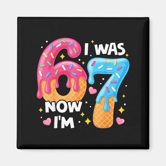 7歳の誕生日 私は6歳 今は7歳 67 面白い子供 マグネット (正面)