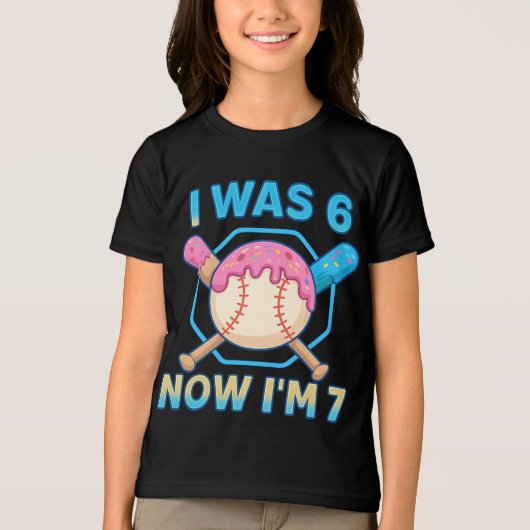 7歳の誕生日 野球ドーナツテーマ トライブレンドTシャツ (正面)