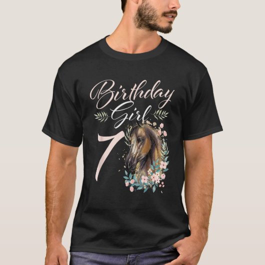 7歳の誕生日 馬好きな女の子 7歳の誕生日 Tシャツ (正面)