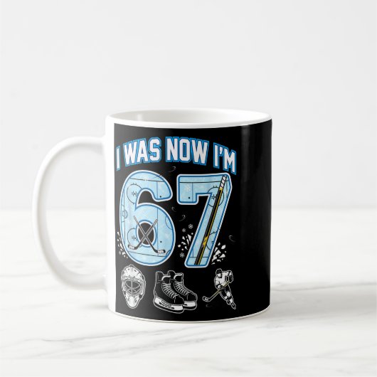 7歳の誕生日 6歳から7歳になりました アイスホッケー コーヒーマグカップ (左)