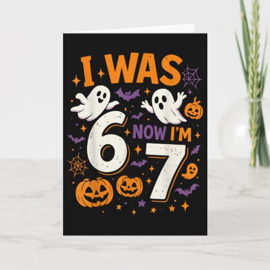 7歳の誕生日 6歳だったのに今は7歳 おもしろハロウィン カード (正面)