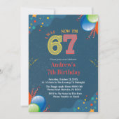 7歳の誕生日 6歳だったのに今は7歳 カスタムデザイン 招待状 (正面)