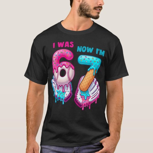 7歳の誕生日 6歳だったのに今は7歳 野球 Tシャツ (正面)